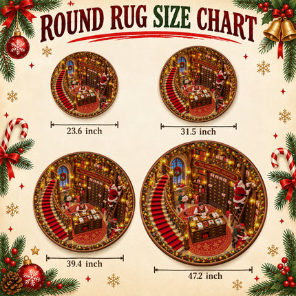Santa Workshop Round Rug Christmas Archives Holiday Doormat