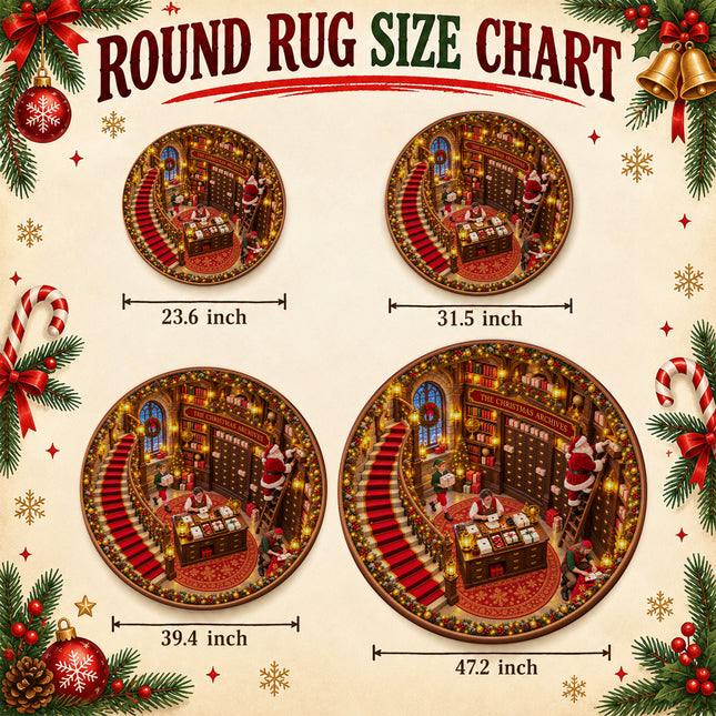Santa Workshop Round Rug Christmas Archives Holiday Doormat