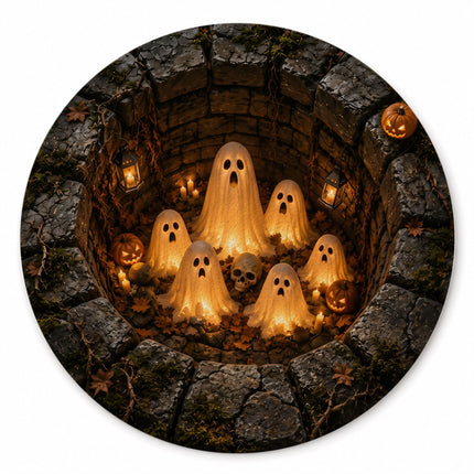Halloween Ghost Pit Round Rug Spooky Pumpkin Skull Doormat