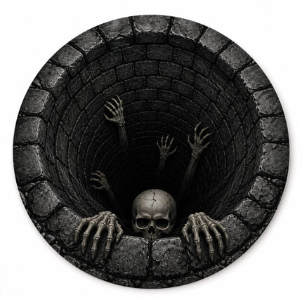 Halloween Round Rug Skeleton Well 3D Illusion Doormat