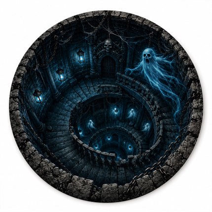 Halloween Round Rug Haunted Ghost Dungeon 3D Illusion Doormat