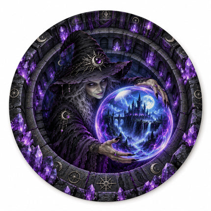 Halloween Crystal Ball Witch Round Rug Gothic Castle Doormat