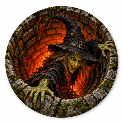 Halloween Evil Witch Well Round Rug Scary 3D Doormat