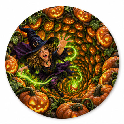 Halloween Witch Pumpkin Portal Round Rug Doormat