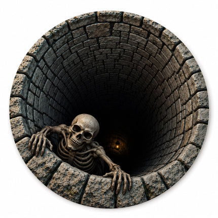 Halloween Round Rug Skeleton Well Spooky Doormat