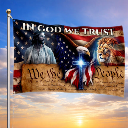 SP-01 In God We Trust We The People Christian Freedom Flag