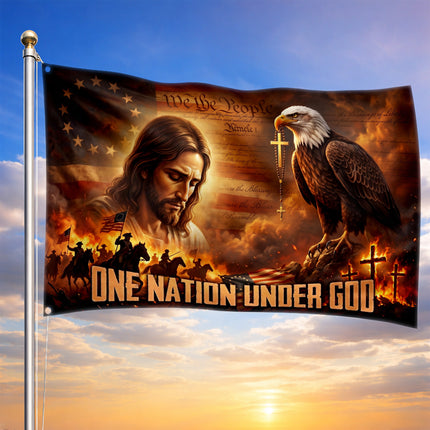 SP-01 Nation Under God Christian Patriotic Grommet Flag
