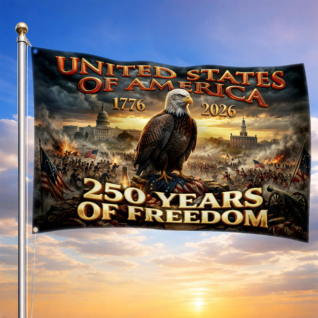 United States of America 250 Years of Freedom Revolutionary War Eagle House Flag