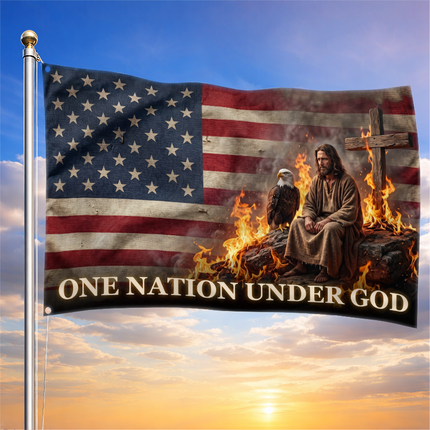 SP-01 Jesus Christ One Nation Under God Christian American Flag