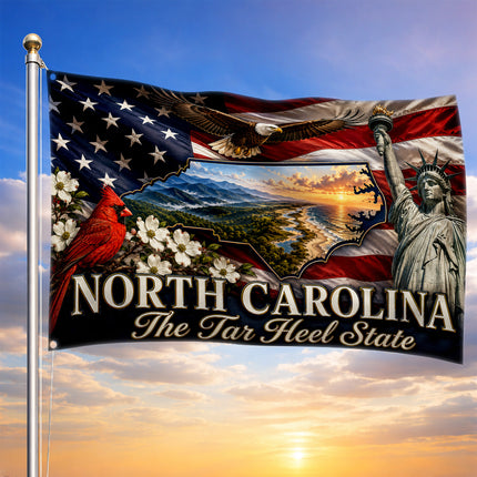 North Carolina Grommet Flag Tar Heel State Eagle Cardinal Liberty