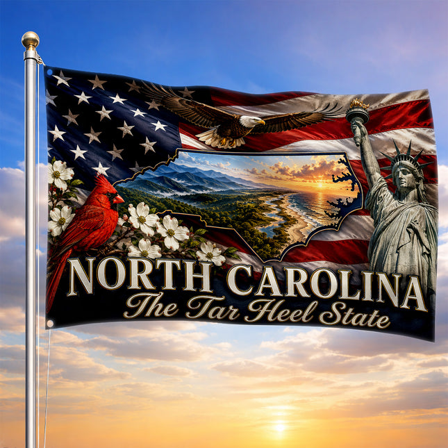 North Carolina Grommet Flag Tar Heel State Eagle Cardinal Liberty