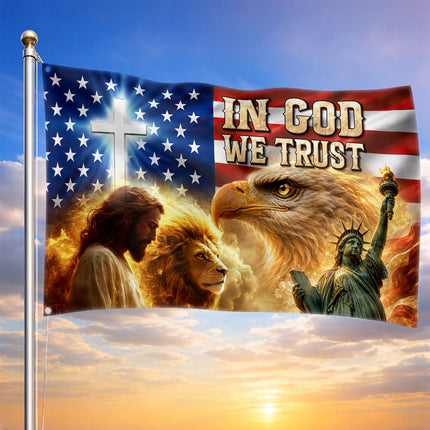 SP-01 In God We Trust Patriotic Christian Flag Fourth of July