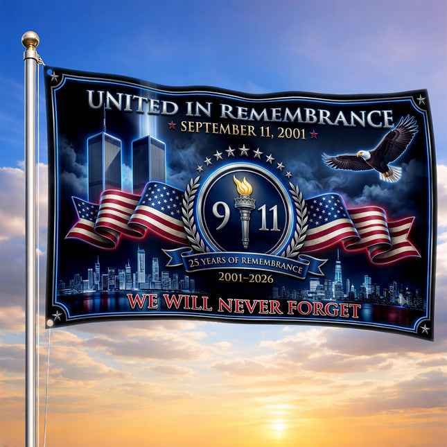 Patriot Day 25th Anniversary United in Remembrance 9.11 Grommet Flag