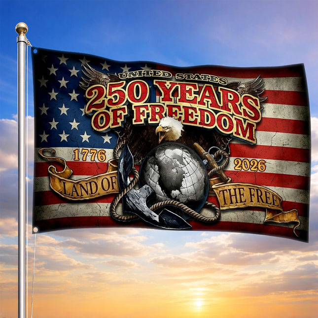 Naval Anchor Globe Eagle 250 Years of Freedom House Flag