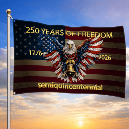 Semiquincentennial Eagle Golden Bell America 250 House Flag