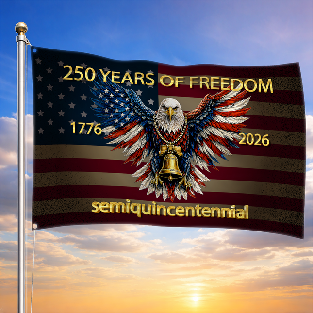 Semiquincentennial Eagle Golden Bell America 250 House Flag