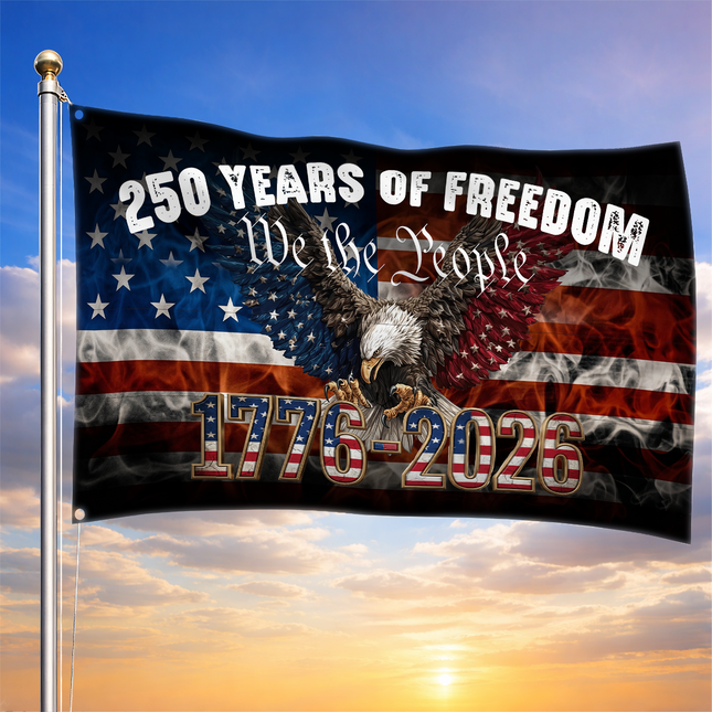United States 250 Years of Freedom Star Spangled Eagle House Flag