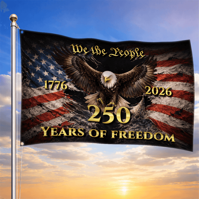 We The People Eagle Torn Flag 250 Years of Freedom House Flag
