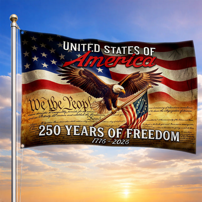 United States of America 250 Years of Freedom We The People Constitution Flag