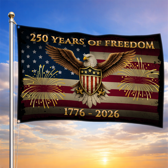 250 Years of Freedom Eagle Shield Fireworks America 250 House Flag