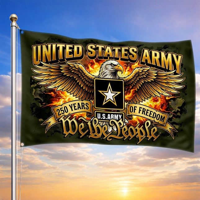 US Army Fiery Eagle We The People 250 Years of Freedom House Flag