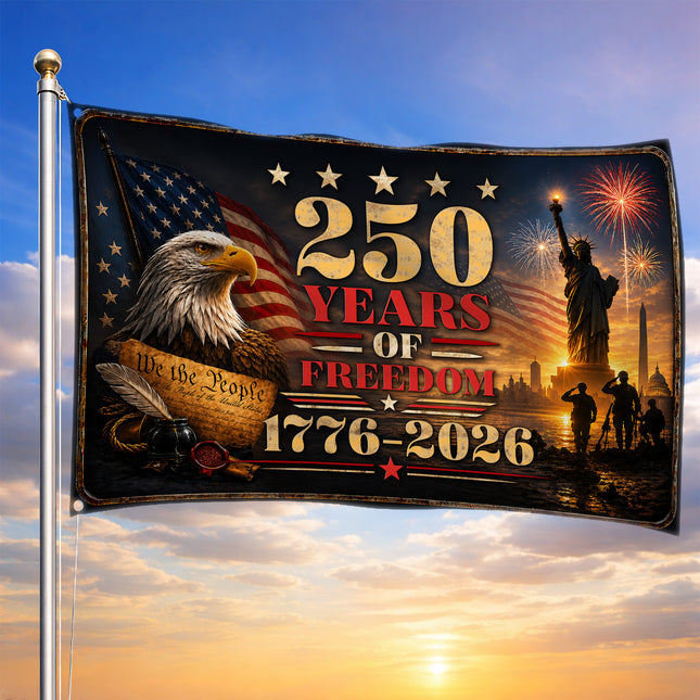 250 Years of Freedom Constitution Eagle Liberty America 250 House Flag