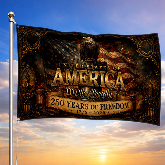 United States of America 250 Years of Freedom Vintage Eagle We The People Flag