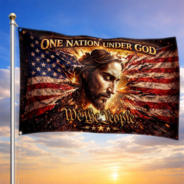 One Nation Under God We The People Grommet Flag