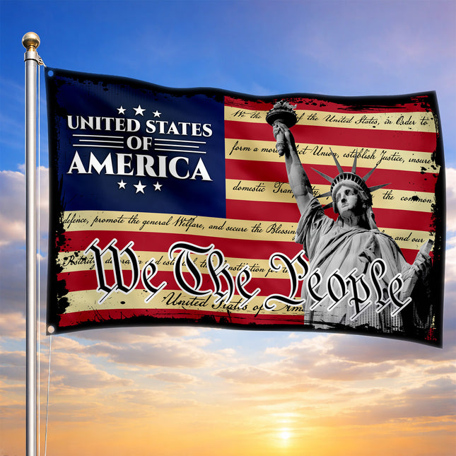 Vintage We The People Constitution American House Flag