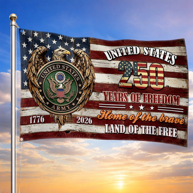 US Army Rustic Wood 250 Years of Freedom America 250 House Flag