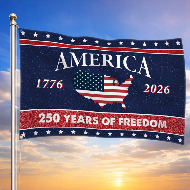 America 250 USA Map Silhouette 250 Years of Freedom House Flag