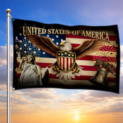 SP-01 American Heritage Flag Bald Eagle Liberty Military Appreciation
