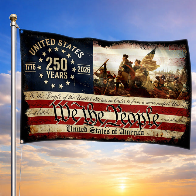 Washington Crossing We The People America 250 House Flag