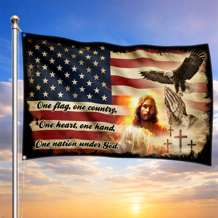 SP-01 One Nation Under God Christian Faith Grommet Flag