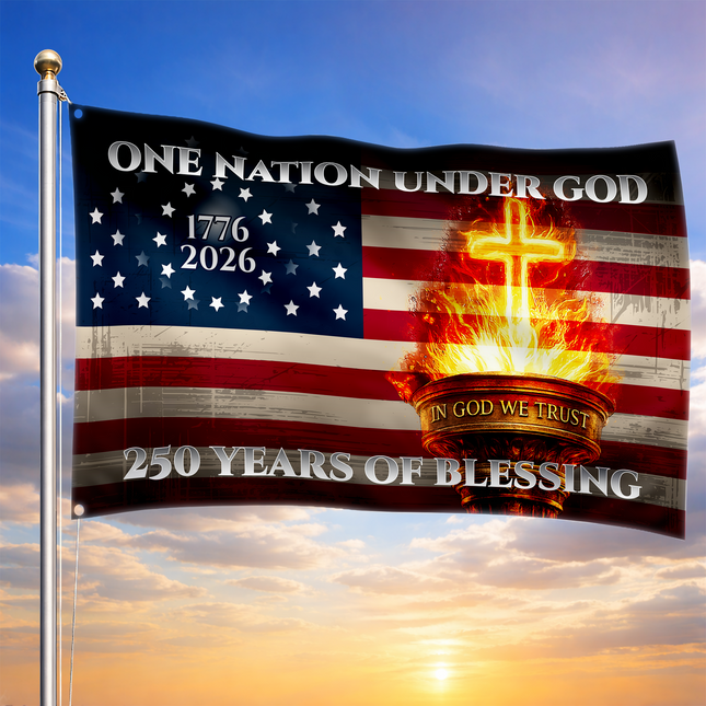 One Nation Under God Christian Patriot Flag America 250 HOF16