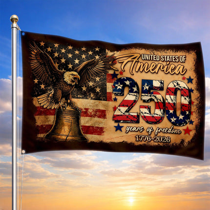 United States of America 250 Years of Freedom Eagle Liberty Bell House Flag