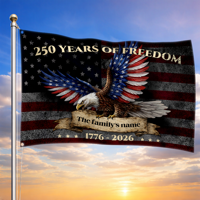 Personalized 250 Years of Freedom Patriotic Eagle Flag HOF7