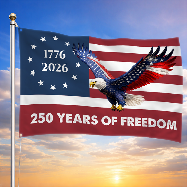 Betsy Ross Flag-Winged Eagle America 250 Crisp House Flag