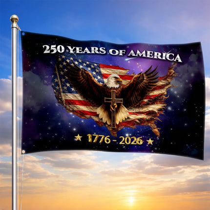 250 Years of America Eagle Cross Patriotic House Flag
