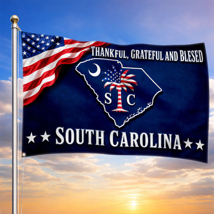 South Carolina Grommet Flag Thankful Grateful Blessed Palmetto