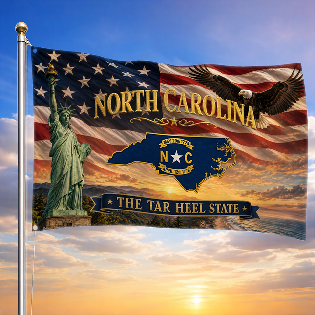 North Carolina Grommet Flag Tar Heel State Eagle Liberty
