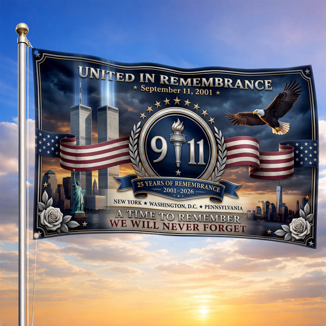 Patriot Day 25th Anniversary United in Remembrance Memorial Grommet Flag