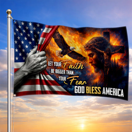 SP-01 God Bless America Faith Over Fear Flag Independence Day