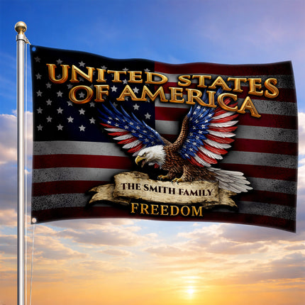 Personalized USA Constitution Eagle American House Flag
