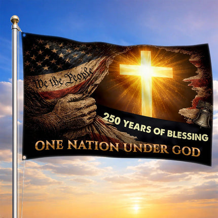 One Nation Under God Christian House Flag America 250 HOF15 - Charming Present