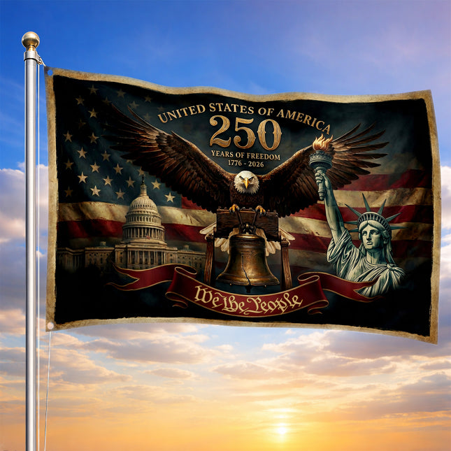 United States of America 250 Years of Freedom US Capitol Statue of Liberty Flag