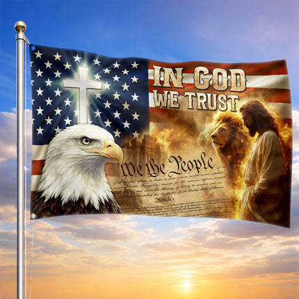 SP-01 Jesus Christ Patriotic Flag In God We Trust Constitution Day