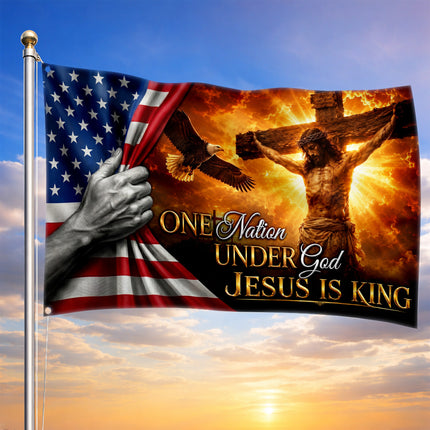 SP-01 Honor Christian Faith Jesus Is King God and Country Flag Easter Christmas