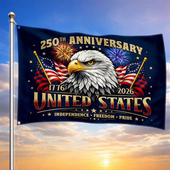 United States 250th Anniversary Eagle & Fireworks House Flag