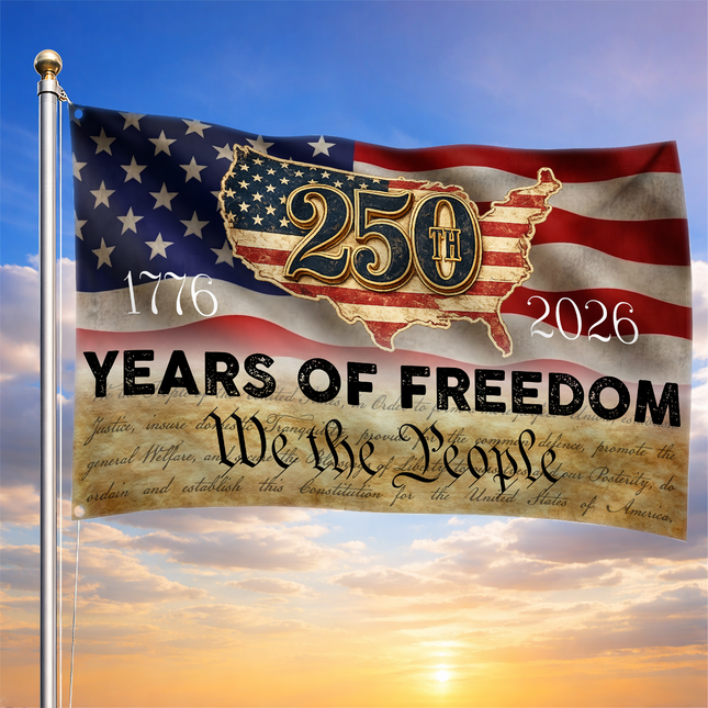 United States 250 Years of Freedom USA Map Constitution Flag